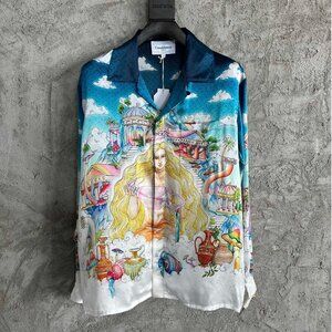 Colorful Mushroom Pattern Silk Long Sleeved Shirt